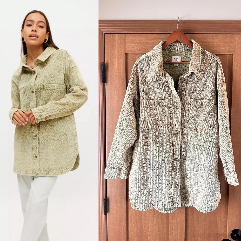 BDG Urban Outfitters Serena Corduroy Button Shirt Jacket Sage Green Womens Large